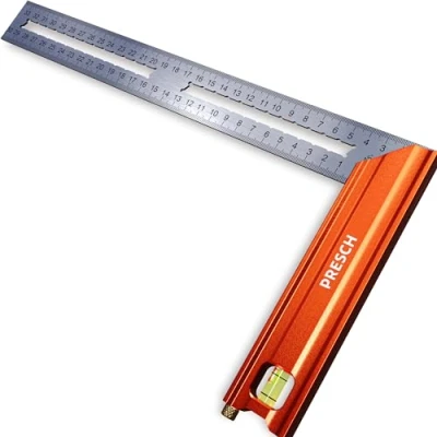 Abbildung von Presch Anschlagwinkel 300mm Hochpräzise &amp; Rostfrei Innovatives Streichmaß 30cm Exakter Schreinerwinkel inkl. Wasserwaage Anreißnadel für ultimative Vielseitigkeit Perfekte 90 45