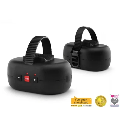 Abbildung von ZAZU Robby Kinderwagenschaukler Automat. Babywippe, Verstellbare Stärke, 40 Min Timer, Babyschreisensor, USB wiederaufladbar, Wasserfest, Universell für Kinderwagen &amp; Buggy (Schwarz.)
