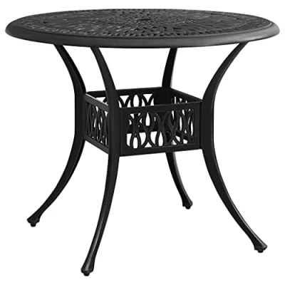 Abbildung von vidaXL Gartentisch mit Schirmloch Terrassentisch Balkontisch Esstisch Tisch Gartenmöbel Outdoor Terrasse Schwarz 90x90x74cm Aluminiumguss