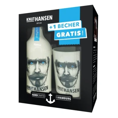 Abbildung von KNUT HANSEN DRY GIN Geschenkpackung Weltweit ausgezeichnet 0,5L inklusive 1 GRATIS Keramik Becher
