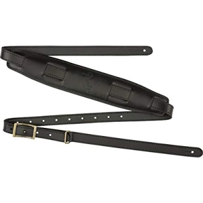 Abbildung von Fender® »MUSTANG® VINTAGE SADDLE STRAP« Gitarrengurt aus Leder Farbe: Schwarz, 2&quot;