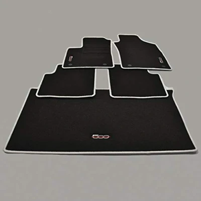 Abbildung von Velours Fußmatten und Kofferraum Set geeignet für FIAT 500 C Cabrio ab Bj 2013 Silber