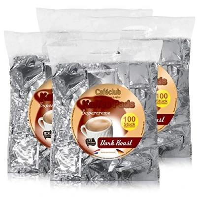 Abbildung von 4x Cafeclub Dark Roast Kaffeepads Megabeutel je 100 stk. dunkle Röstung einzeln verpackt