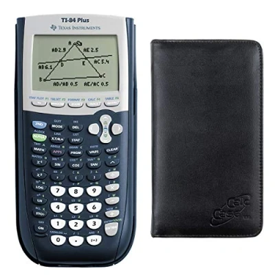 Abbildung von Texas Instruments TI 84 Plus Taschenrechner mit passender Tasche CalcCase im Set Edition Grafikrechner + Schutztasche