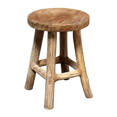Abbildung von Spetebo Teak Blumenhocker 26 x 20 cm rund Natur/groß Holz Pflanzen Hocker mit 4 Füßen Echtholz Deko Massivholz Blumen Ständer