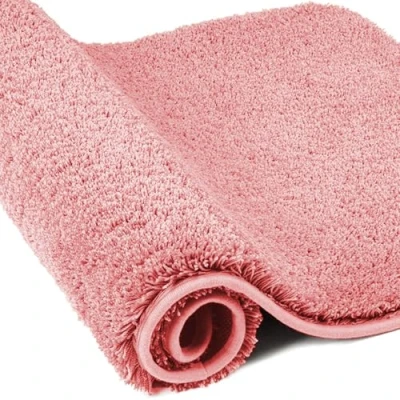 Abbildung von wyewye Mikrofaser Badematte, Fußmatte, 2 cm, super dicker Badteppich, saugfähig, Badezimmerteppich, 60 x 120 Rosa