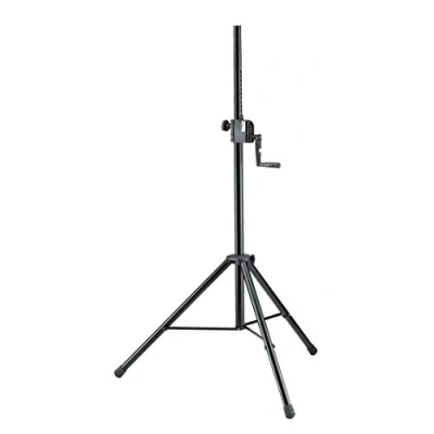Abbildung von K&amp;M 21302 Boxenstativ Schwarz aus Stahl, Starline mit Kurbelgetriebe und eingepresste Gewindebuchse M10 stufenlos