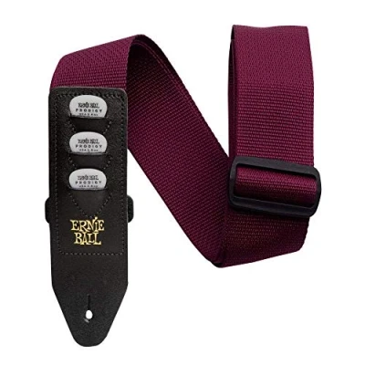 Abbildung von Ernie Ball Pickhalter Gitarrengurt, aus Polypropylen, weinrot