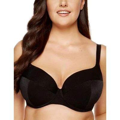 Abbildung von Gorteks Andrea B4 gepolsterter, bequemer BH Klassischer gepolsterter BH, Spitzen mit bügel, große Größen, Komfort, Elegant, Zierträger bequem 75G, Schwarz