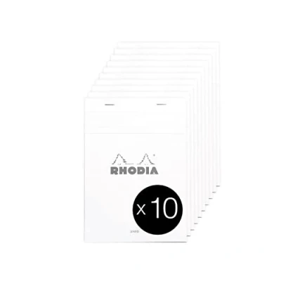 Abbildung von Rhodia 16601C Packung mit 10 Notizblöcken No.16, DIN A5 80 Blätter liniert Rand 80g, Weiß, 1 Pack