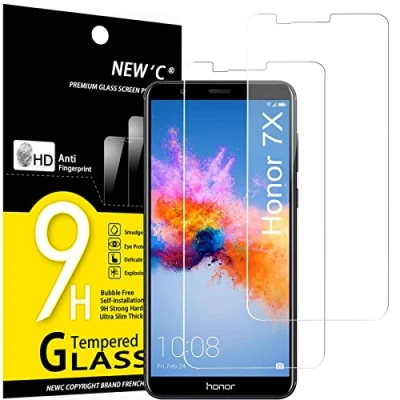 Abbildung von NEW&#039;C 2 Stück, Panzer Schutz Glas für Honor 7X, Frei von Kratzern, 9H Härte, HD Displayschutzfolie, 0.33mm Ultra klar, Ultrabeständig