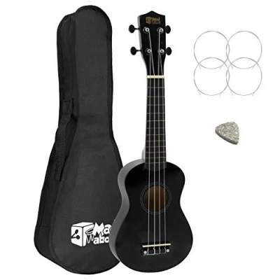 Abbildung von Mad About SU8 LH BK Sopran Ukulele für Linkshänder Schwarz mit Tasche, Filzpick, Ersatzsaiten