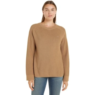 Abbildung von Tommy Hilfiger Women&#039;s CO Cardi Stitch C NK SWT Cardigan Sweater, Classic Khaki, M