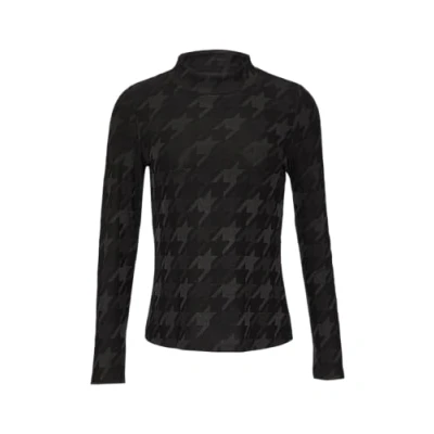 Abbildung von s.Oliver Black Label MIT Hahnentrittmuster Langarmshirt, Damen, Größe: 34, Schwarz