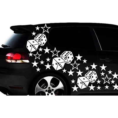 Abbildung von HR WERBEDESIGN 93 teiliges Sterne Würfel Cube Star Auto Aufkleber Tuning WANDTATTOO Blumen