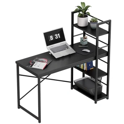 Abbildung von MARK ADLER Leader 4.0 Black Industrial Schreibtisch Arbeitstisch Computertisch Büromöbel mit Ablagefächern 119.5 x 48 cm Umkehrbarer Homeoffice Büro Arbeitszimmer Schwarz