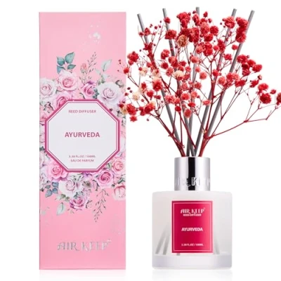 Abbildung von Airkeep Raumduft Ayurveda Duft, Reed Diffuser mit 8 Duftstäbchen, Lufterfrischer für Badezimmer, Wohnung, Heimdekoration, 100ml