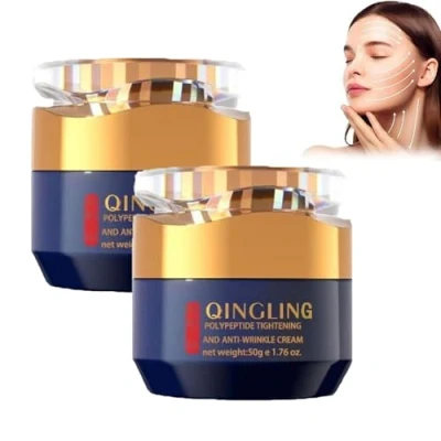 Abbildung von Qingling Creme gegen Falten, Straffungs und Anti Falten mit Polypeptiden, Gesichtscreme, Faltenentfernungscreme, zur Faltenentfernung (2Stück)