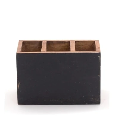 Abbildung von DESIGN DELIGHTS BESTECKKASTEN mit Tafel Mahagoni Holz, 18 cm Besteckhalter, Gastro Tischbutler zum Beschriften, Besteckkorb