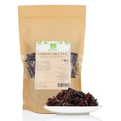 Abbildung von Hibiskusblüten ganze Blütenblätter getrocknet 250g von der Grünen Essenz Hibiskustee natürliche Hibiskus Blüten ideal für Teemischungen (250 Gramm)