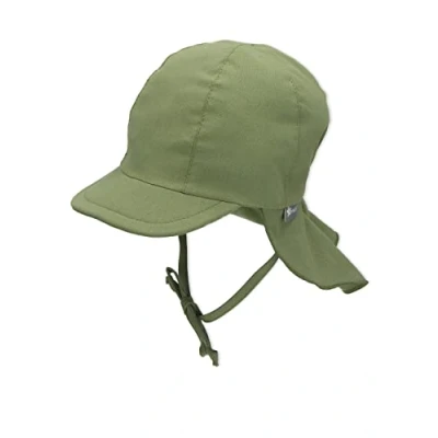Abbildung von Sterntaler Unisex Kinder Schirmmütze mit Nackenschutz Bindebänder und einsteckbaren Ohrenklappen Sonnenhut, Grün, 43