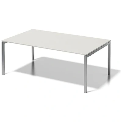 Abbildung von BISLEY Cito Chefarbeitsplatz/Konferenztisch, 740 mm höhenfixes U Gestell, Metall, Gw355 Dekor Grauweiß, Gestell Silber, 120 x 200 85 cm