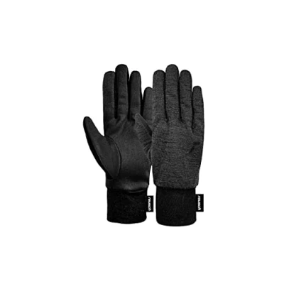 Abbildung von Reusch Merino Pro Touch TEC atmungsaktiv Sporthandschuhe Laufen Fahrradfahren Wandern Alltags Unterziehhandschuhe Touchscreen Winter Handschuhe, schwarz, 6