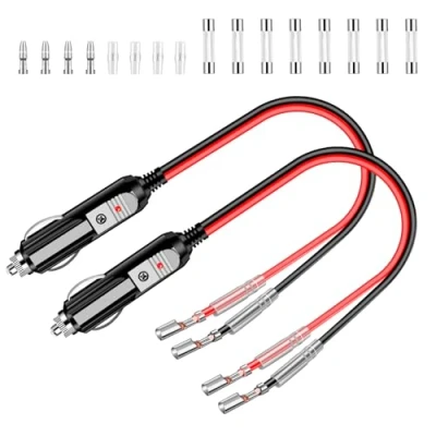 Abbildung von Range Tour Auto Zigarettenanzünder Stecker 2 Stück, 12V/24V Autostecker Universalstecker mit 10A/15A Sicherung 16AWG KFZ Verlängerungskabel für Kühlbox LKW Fahrzeuge