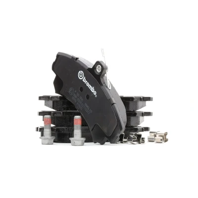 Abbildung von BREMBO P 50 055 Bremsbelagsatz mit akustischer Verschleißwarnung Bremssattelschrauben Zubehör MITSUBISHI: Colt 6, VI CZC Cabrio