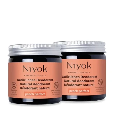 Abbildung von Niyok® 2 in 1 anti transpirante Deocreme &quot;Peach Perfect&quot; (2x40ml) Natürliches Deo ohne Aluminium 24h Schutz vor Geruch &amp; Schweiß Deodorant Creme Unisex Feste vegan