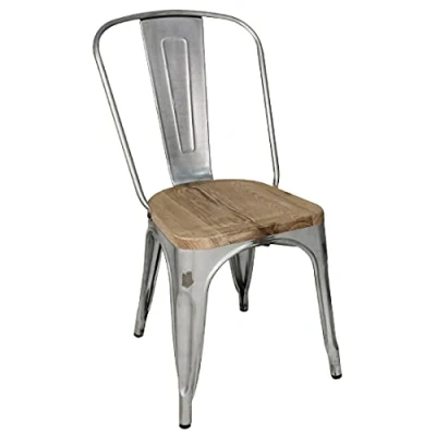 Abbildung von Bolero Bistro Beistellstühle mit Holzsitzpolster (4er Pack), Stahl verzinkt / Sitzfläche aus Esche, Sitzhöhe: 445mm, Innen &amp; Außenstühle, stapelbar Restaurant, Bars, Clubs Heimgebrauch, GM642