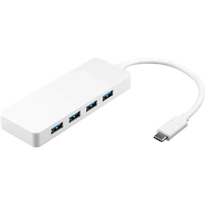 Abbildung von Goobay 66274 USB C Multiport Verteiler / 4 Port 3.0 Buchsen Typ A 5 Gbits Mehrfachstecker für PC MacBook &amp; Laptop Hub Weiß