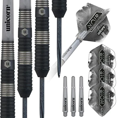 Abbildung von ‎Unicorn Steeltip Darts NoirStyle 3Dartpfeile mit Stahlspitze, Schwarz, 26 g