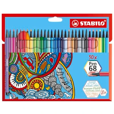 Abbildung von STABILO Faserstift Pen 68 Filzstift 1 mm 30er Etui Kartonetiu