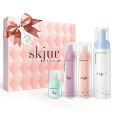 Abbildung von Skjur Anti Aging Gesichtspflege Set Für sensible Haut, Geschenkbox mit 4 Kosmetik Produkten zur täglichen Gesichtspflegeroutine, jeden Hauttyp, vegane skincare