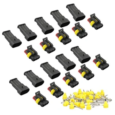 Abbildung von RUNCCI YUN 10 Set Wasserdicht Schnellverbinder, Kabel Steckverbinder Stecker, für KFZ LKW Auto Kayak Boote Roller Motorrad (3 Poligx10)