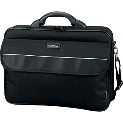 Abbildung von Lightpak 46110 Laptoptasche Elite S, mit gepolstertem Fach für 15 Zoll Notebooks, Business Tasche A4 Einsteckfach, Umhängetasche aus Polyester Organizer Fach, ca. 32 x 38 9 cm, schwarz
