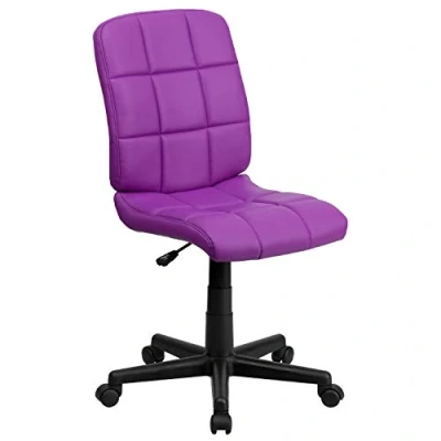 Abbildung von Flash Furniture Mid Back Quilted Vinyl Swivel Task Chair, Metal, Purple, 58.42 x 55.88 22.86 cm
