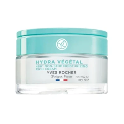 Abbildung von Yves Rocher HYDRA VÉGÉTAL Gesichtscreme Non Stop Feuchtigkeit 48h Reichhaltige Creme für trockene Haut 50ml