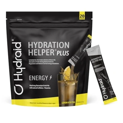 Abbildung von Hydraid® PLUS ENERGY Lemon Iced Tea Elektrolyt Pulver mit Koffein Mehr Energie &amp; Fokus 20 Sticks Grüntee Extrakt und Theanin