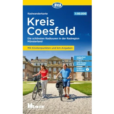 Abbildung von BVA Radwanderkarte Kreis Coesfeld 1:50.000, mit Knotenpunkten und km Angaben, reiß wetterfest, GPS Tracks Download, E Bike geeignet: Die ... Münsterland (Radwanderkarte 1:50.000)