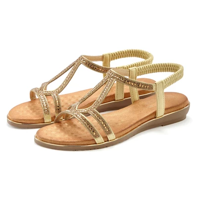 Abbildung von Vivance Sandalette, Sommerschuh, Sandale mit Glitzer Verzierungen und elastischen Riemchen