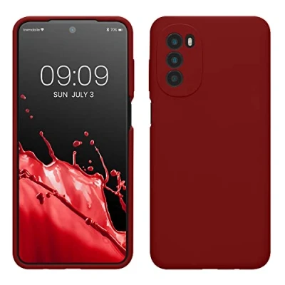 Abbildung von kwmobile Hülle kompatibel mit Motorola Moto G52 / G82 5G Silikon Handy Case Handyhülle weiche Oberfläche kabelloses Laden Rhabarber Rot