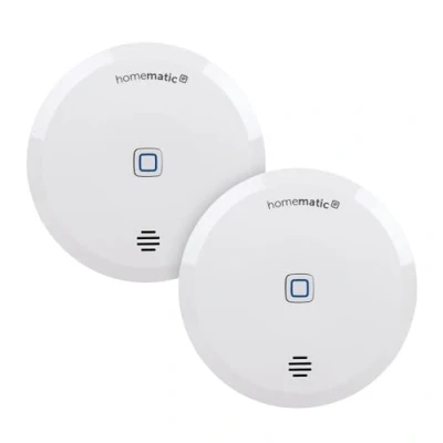 Abbildung von Homematic IP Smart Home 2er Set Wassersensor, Wassermelder für zuverlässige Alarmierung per Sirene und Push Benachrichtigung in der Smartphone App bei Feuchtigkeit Wasser, 151694A0