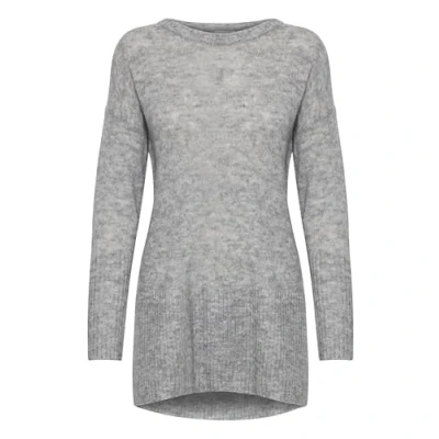 Abbildung von ICHI IHAMARA LONG LS2 Strickpullover Damen Feinstrick Pullover, Größe:M, Farbe:Grey Melange (200318)