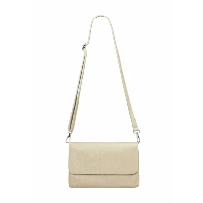 Abbildung von Caspar Elegante Leder Clutch Damen Umhängetasche Abendtasche mit abnehmbarem Schultergurt CLASSIC LINE Modell No.835 Made in Italy, Farbe:beige