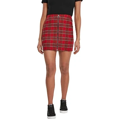 Abbildung von Urban Classics Ladies Short Checker Skirt Minirock, Damen, Größe: Large, Red/black
