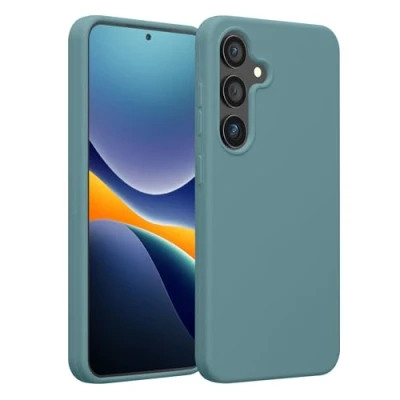 Abbildung von kwmobile Hülle kompatibel mit Samsung Galaxy S25 Plus Silikon Handy Case Handyhülle weiche Oberfläche kabelloses Laden Arctic Night