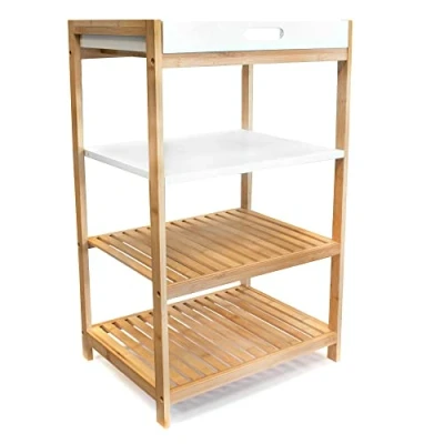 Abbildung von osoltus Badregal Tablett Regal Sonderborg aus Bambus und Holz weiß