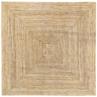 Abbildung von HAMID Jute Teppich, Alhambra Teppich Handgewebt 100% Naturfaser de Jute, Wohnzimmer, Schlafzimmer, Flurteppich, Farbe Natur (200x200cm)
